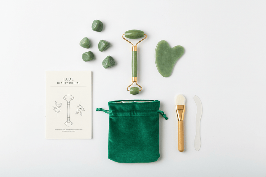 Rouleau de Jade Facial + Gua Sha - Massage Anti - Âge & Drainage Lymphatique - Home Chic Choc
