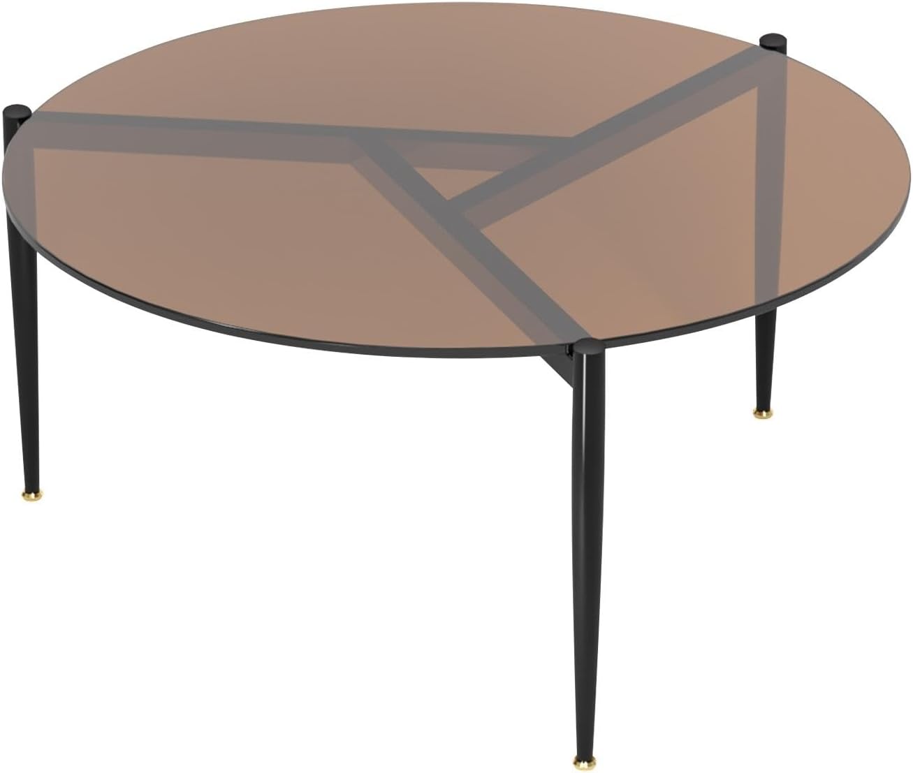 Table Basse Salon Ronde: Meuble de Salon en Verre Trempé et Métal Table Basse Design Moderne pour Bureau Chambre - Home Chic Choc