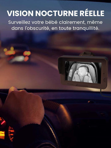 GROWNSY Camera Voiture Bébé avec Vision Nocturne et Grand Angle, Miroir Voiture Bébé HD 1080P Retroviseur Voiture Bebe, USB Plug & Play, Installation Facile