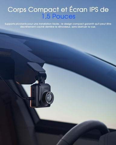 2K Dashcam Avant Wi-FI, Camera Embarquée Voiture App, PEC du Module GPS Externe, Grand Angle de 170°, Vision Nocturne, 24H Mode Parking, Détection de Mouvement, Capteur G, Enregistrement en Boucle