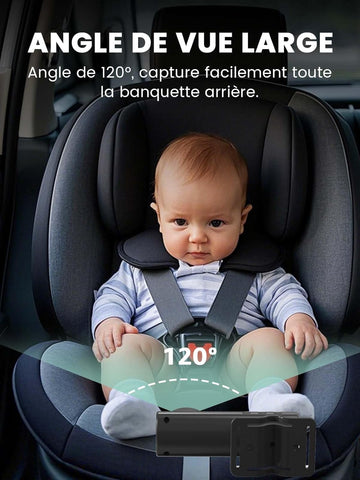GROWNSY Camera Voiture Bébé avec Vision Nocturne et Grand Angle, Miroir Voiture Bébé HD 1080P Retroviseur Voiture Bebe, USB Plug & Play, Installation Facile