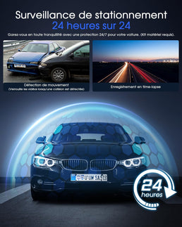 2K Dashcam Avant Wi-FI, Camera Embarquée Voiture App, PEC du Module GPS Externe, Grand Angle de 170°, Vision Nocturne, 24H Mode Parking, Détection de Mouvement, Capteur G, Enregistrement en Boucle