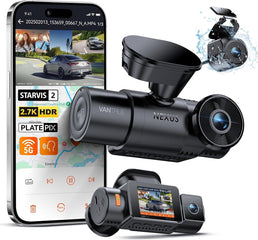VANTRUE N4S Triple STARVIS 2 Dashcam Voiture 2.7K+2.5K+2.5K Avant et Arrière, 5GHz WiFi GPS Camera Embarquée Infrarouge, 3 Canuax HDR 360°, Contrôle Vocale Français, 10s Pré-Enregistrement, Max 1 to
