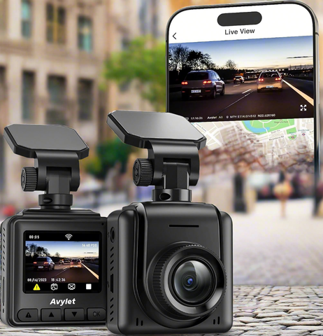 2K Dashcam Avant Wi-FI, Camera Embarquée Voiture App, PEC du Module GPS Externe, Grand Angle de 170°, Vision Nocturne, 24H Mode Parking, Détection de Mouvement, Capteur G, Enregistrement en Boucle