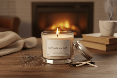 Bougie Parfumée Naturelle Lavande & Vanille 200g - Cire de Soja Bio - Home Chic Choc