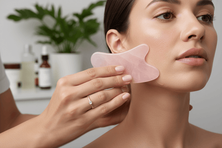 Rouleau de Jade Facial + Gua Sha - Massage Anti - Âge & Drainage Lymphatique - Home Chic Choc